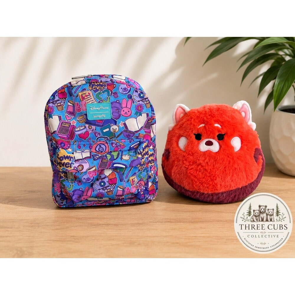 Disney Parks Loungefly Town Forever Mini Backpack & Red Panda Squishmallow Lot